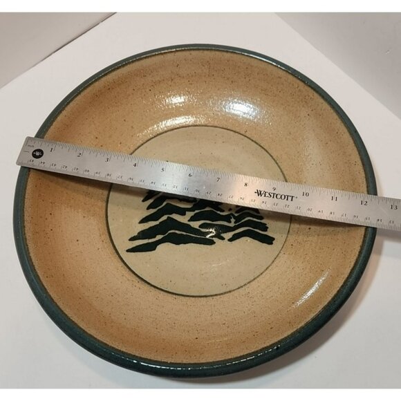 Monroe Salt Works 12" Pasta Serving Bowl Pine Trees Tan Green Discontinued - Picture 10 of 10